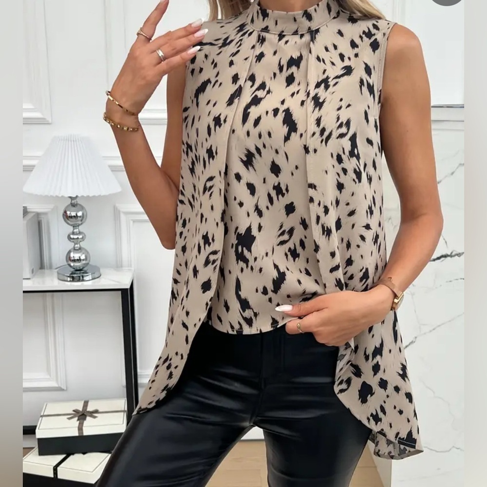 SHEIN Black and White Blouse Elegant Top